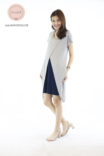 Muko ButterCup ชุดให้นม คลุมท้อง DR16-011 เทาอ่อน-กรม Muko ButterCup ชุดให้นม คลุมท้อง DR16-011 เทาอ่อน-กรม