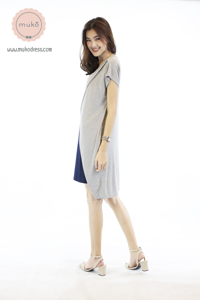 Muko ButterCup ชุดให้นม คลุมท้อง DR16-011 เทาอ่อน-กรม Muko ButterCup ชุดให้นม คลุมท้อง DR16-011 เทาอ่อน-กรม