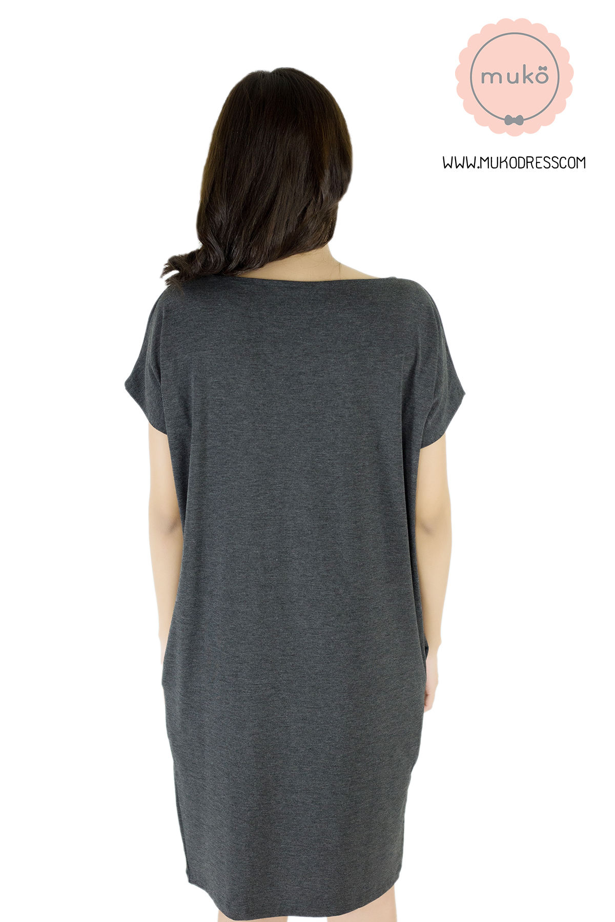 Muko AYA Jane เดรสให้นม คลุมท้อง DR15-002 สีเทาเข้ม