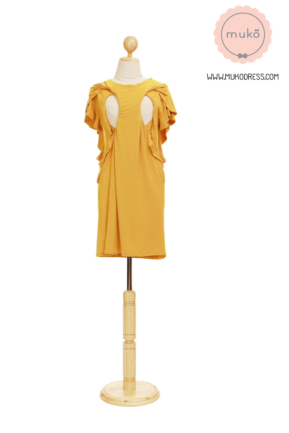 Muko Bridget เดรสให้นม คลุมท้อง DR27-013 สีเหลืองมัสตาร์ด