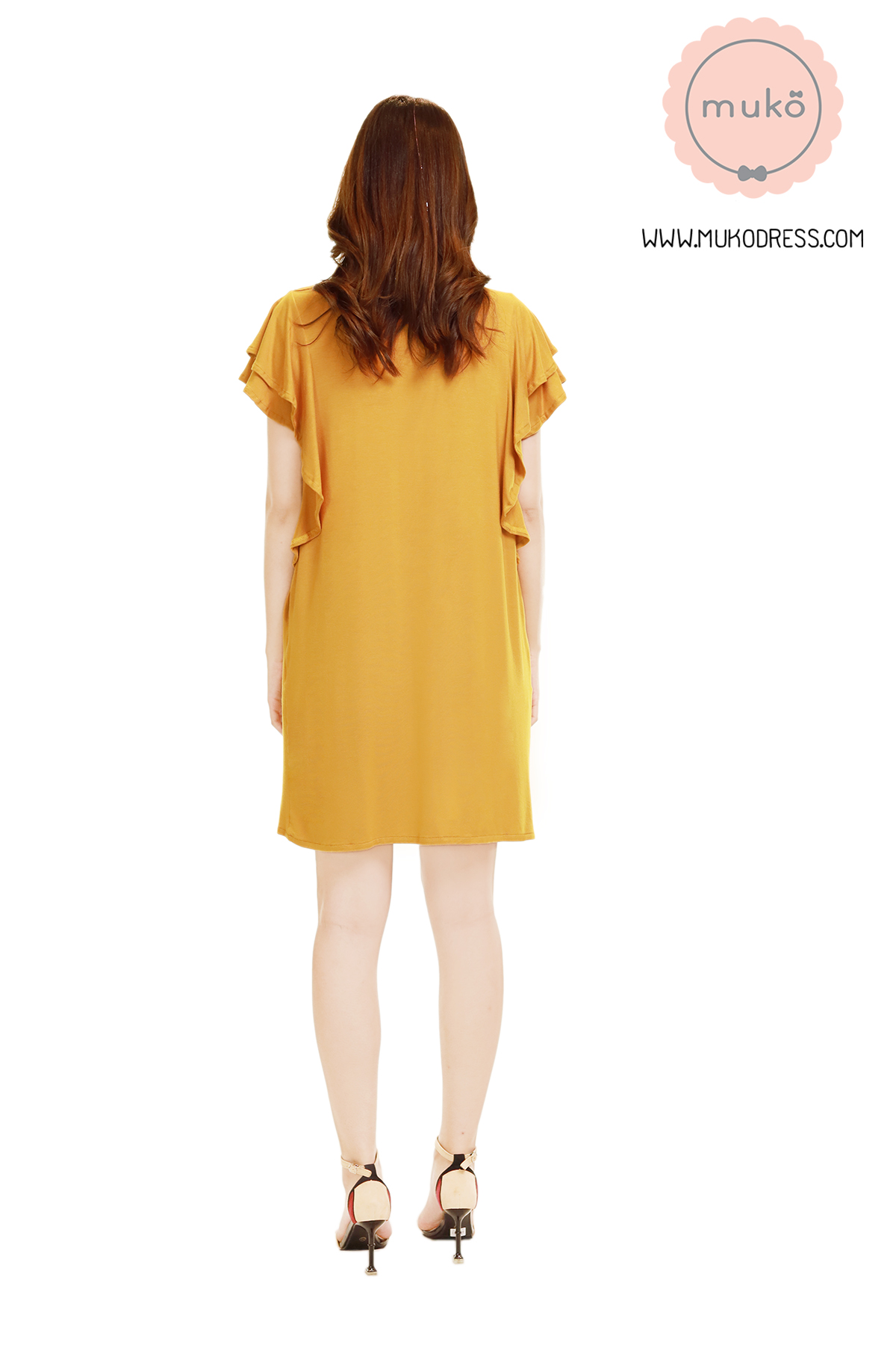 Muko Bridget เดรสให้นม คลุมท้อง DR27-013 สีเหลืองมัสตาร์ด