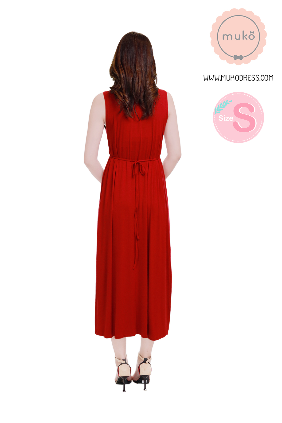 Muko Brownie เดรสให้นม คลุมท้อง size s MR02-013 แดงสด Muko Brownie เดรสให้นม คลุมท้อง size s MR02-013 แดงสด