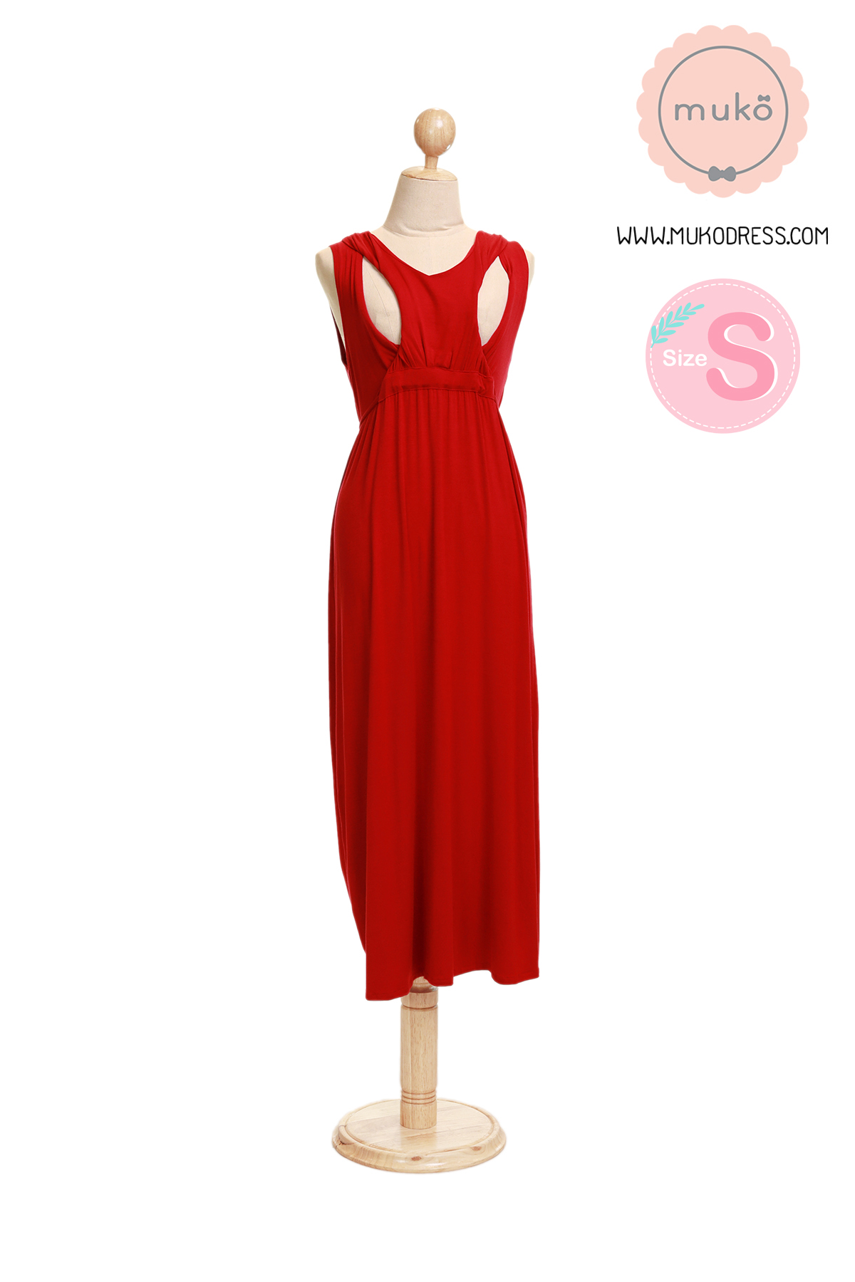 Muko Brownie เดรสให้นม คลุมท้อง size s MR02-013 แดงสด Muko Brownie เดรสให้นม คลุมท้อง size s MR02-013 แดงสด