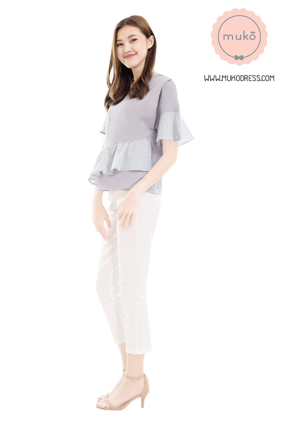 Muko Tancy เสื้อเปิดให้นม คลุมท้อง BSL18-001 สีเทา