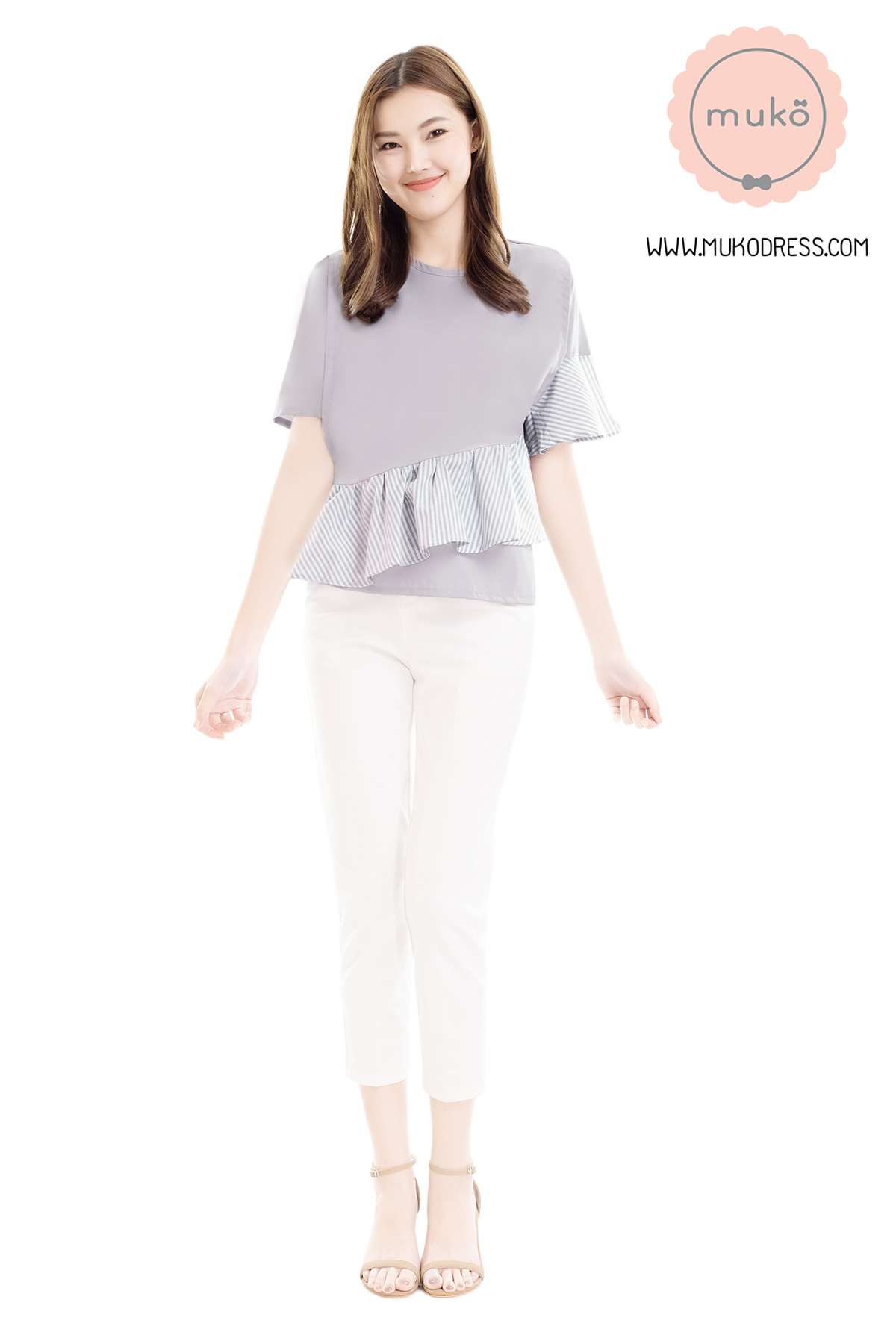 Muko Tancy เสื้อเปิดให้นม คลุมท้อง BSL18-001 สีเทา
