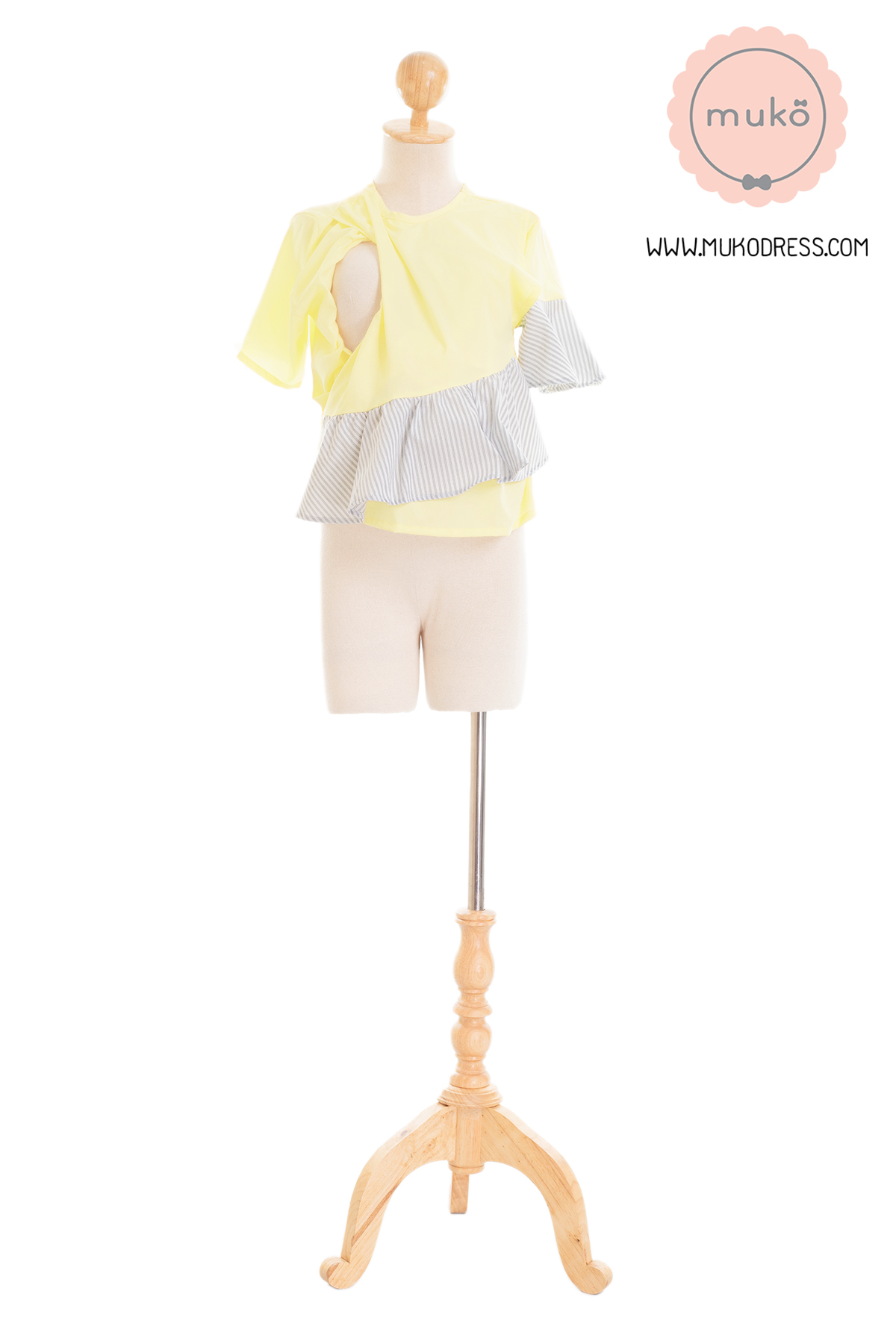 Muko Tancy เสื้อเปิดให้นม คลุมท้อง BSL18-006 สีเหลืืองนม