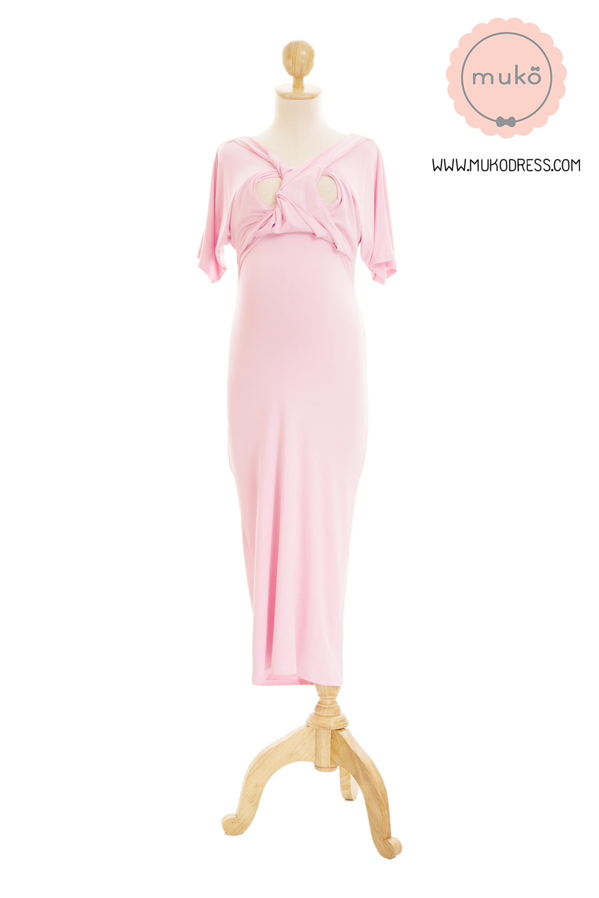 Muko Champagne เดรสเปิดให้นม คลุมท้อง MR05-005 ชมพู