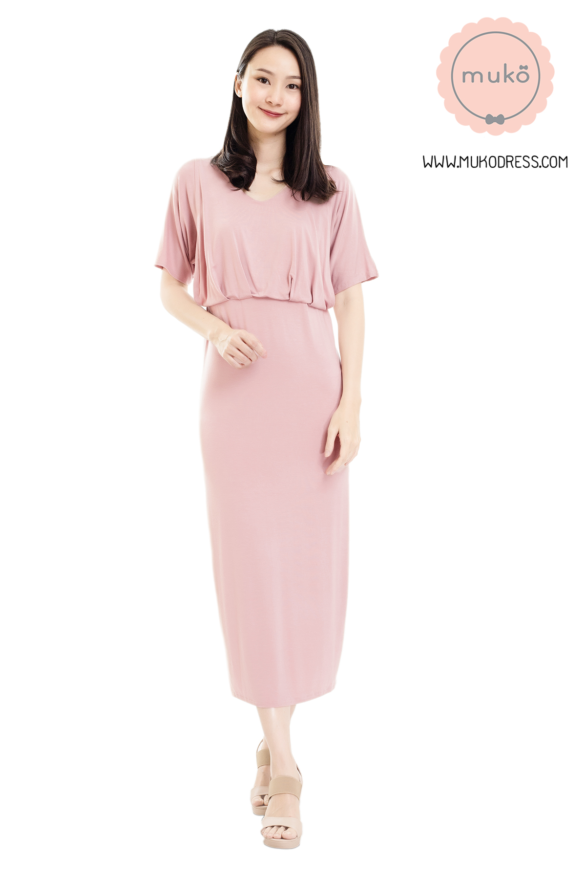Muko Champagne เดรสเปิดให้นม คลุมท้อง MR05-007 นู๊ด