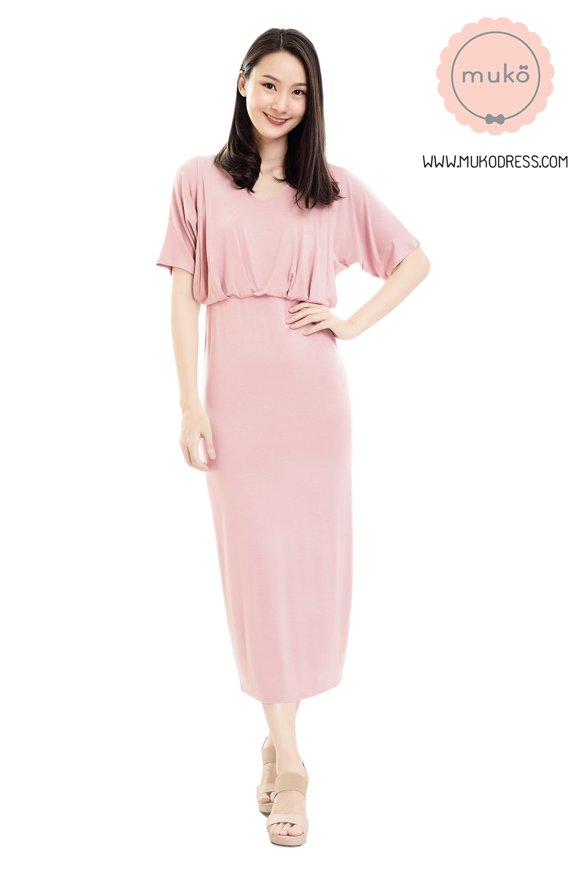 Muko Champagne เดรสเปิดให้นม คลุมท้อง MR05-007 นู๊ด