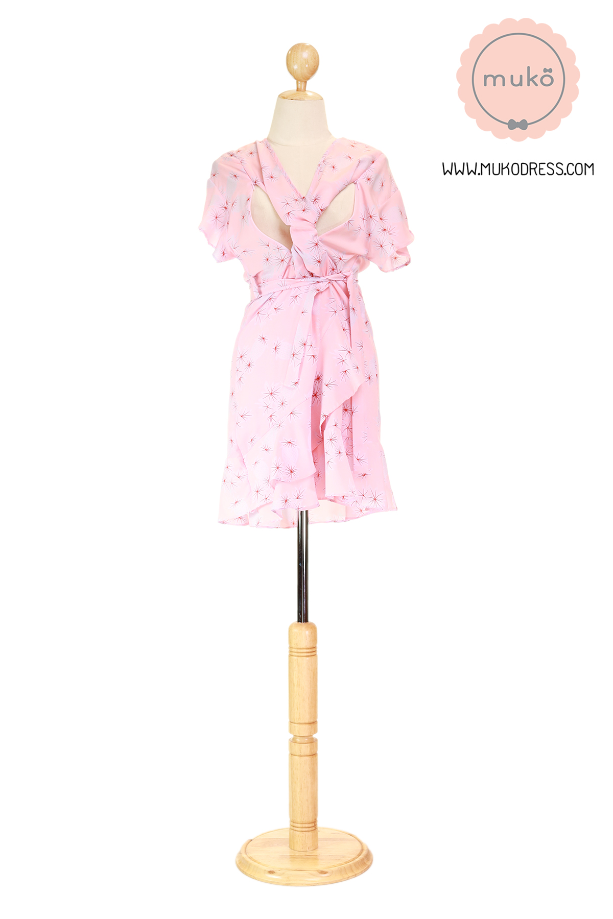 Muko MACY เดรสให้นม/คลุมท้อง DZ26-005 ชมพูลายสับปะรด