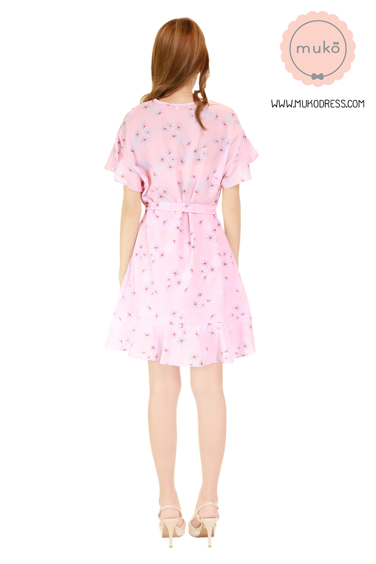 Muko MACY เดรสให้นม/คลุมท้อง DZ26-005 ชมพูลายสับปะรด