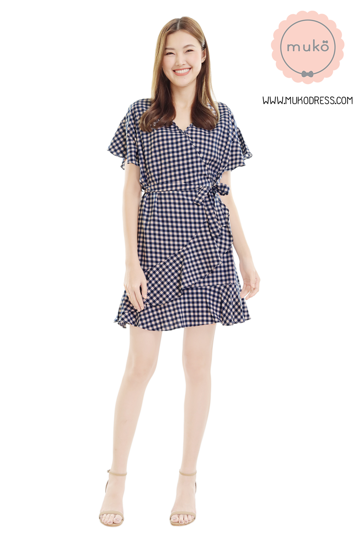 Muko MACY เดรสให้นม/คลุมท้อง DZ26-015 สก็อตกรมท่า