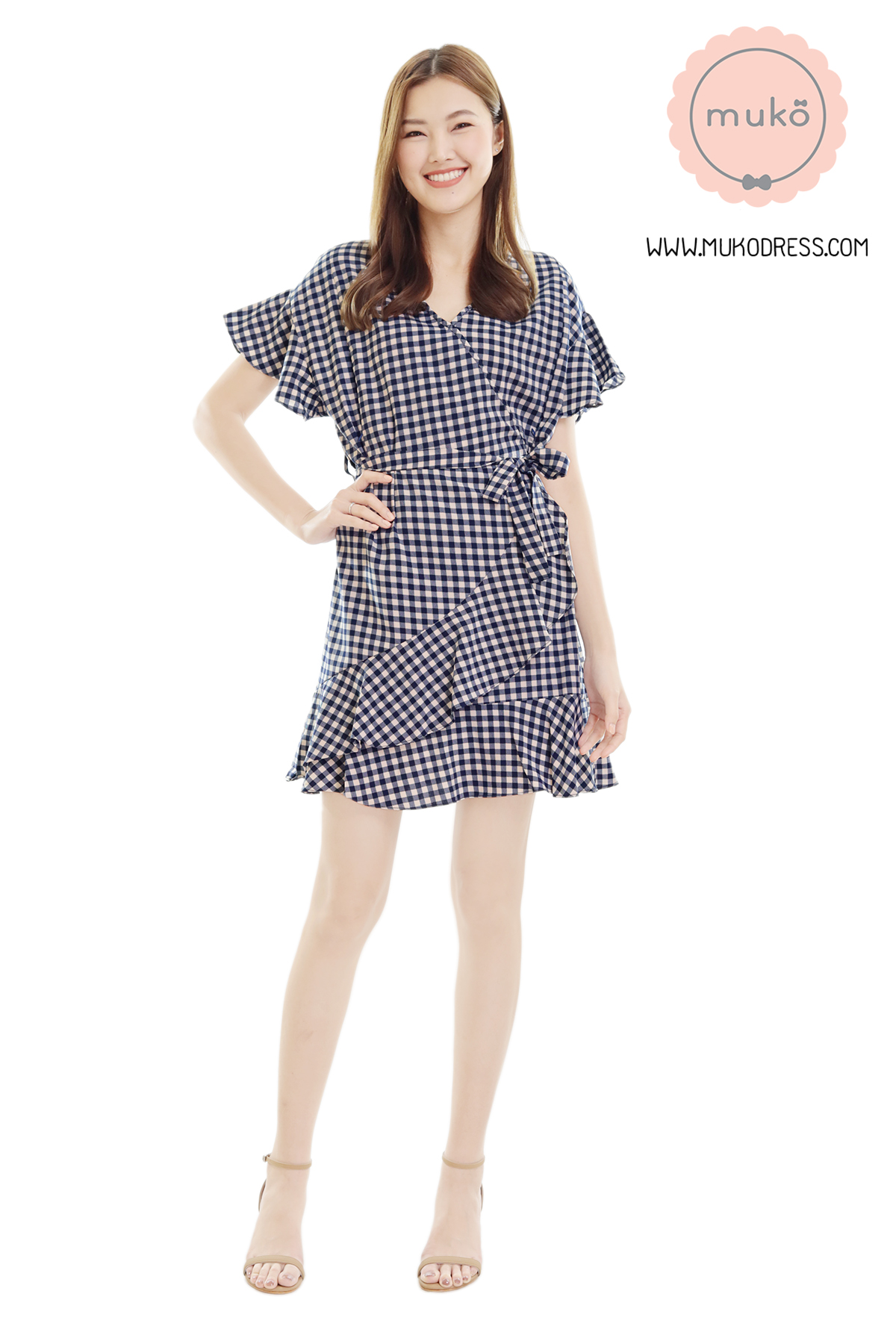 Muko MACY เดรสให้นม/คลุมท้อง DZ26-015 สก็อตกรมท่า