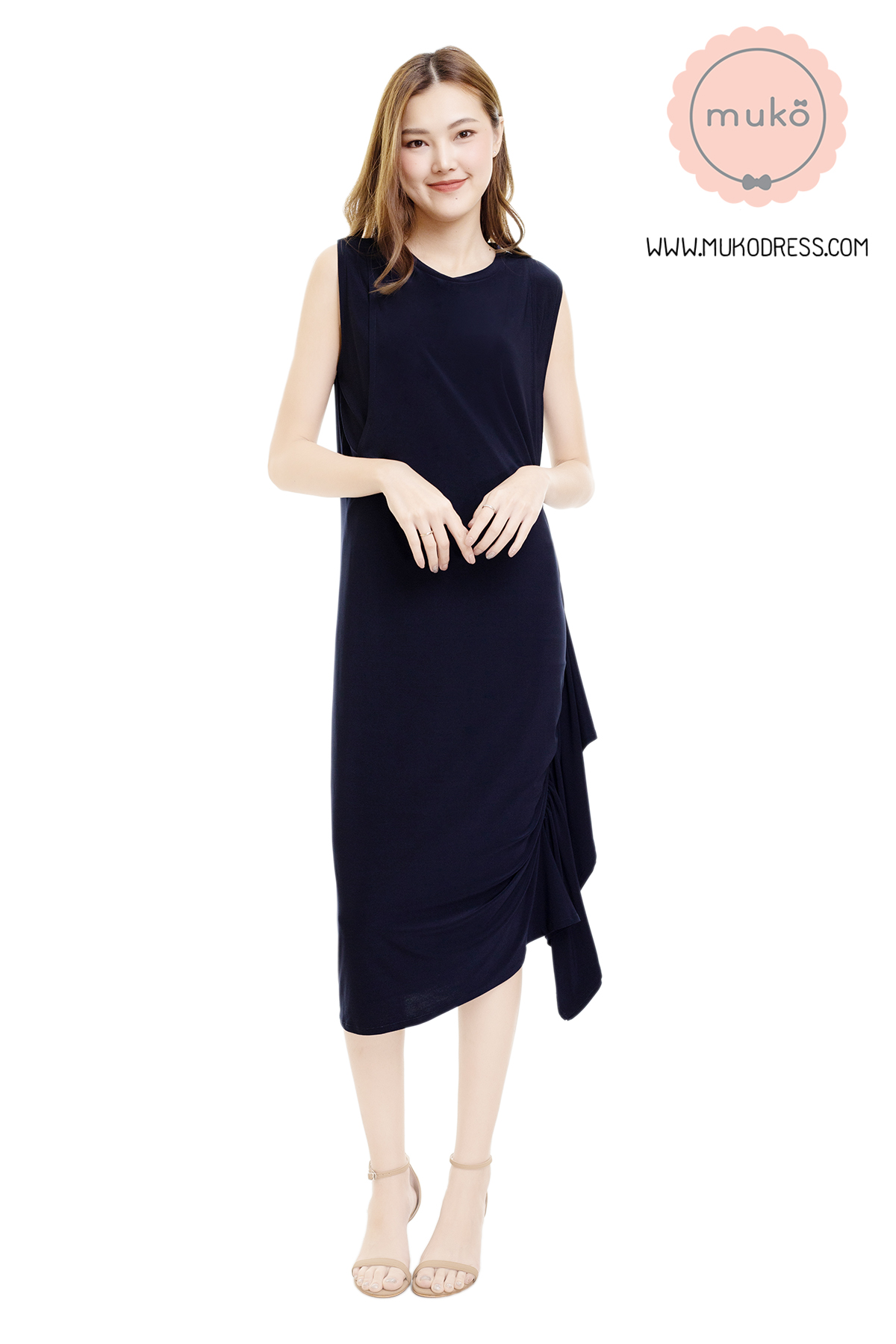 Muko Marigold เดรสเปิดให้นม คลุมท้อง DP07-008 กรมท่า
