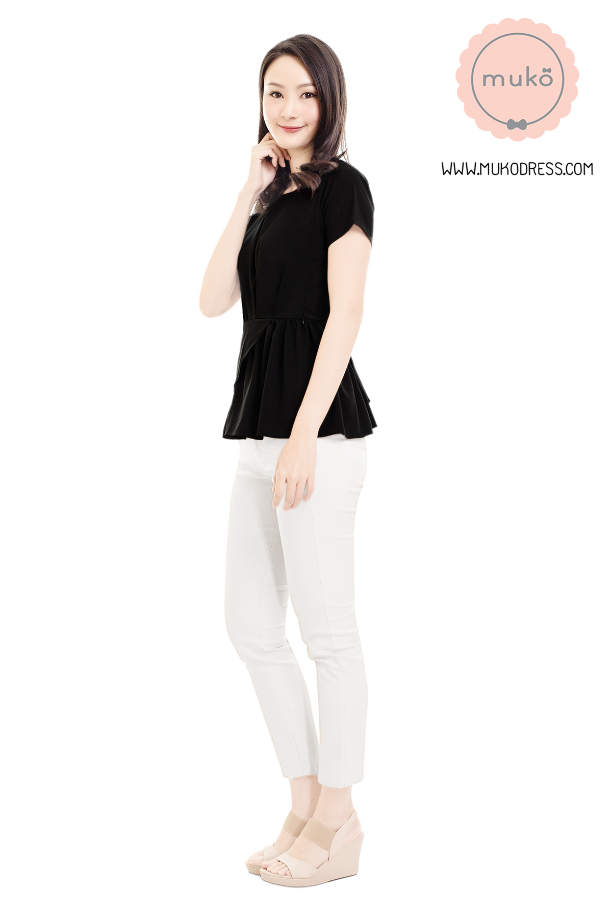 Muko Peony เสื้อเปิดให้นม คลุมท้อง BSL21-001 ดำ