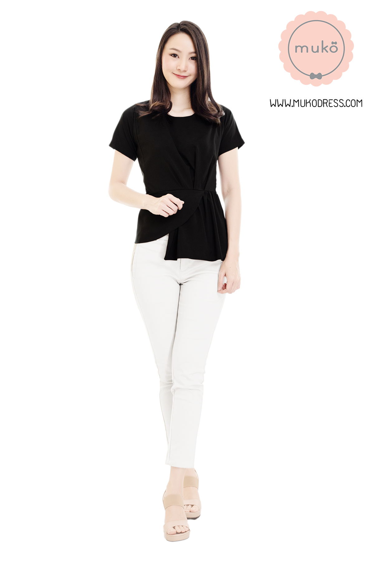 Muko Peony เสื้อเปิดให้นม คลุมท้อง BSL21-001 ดำ