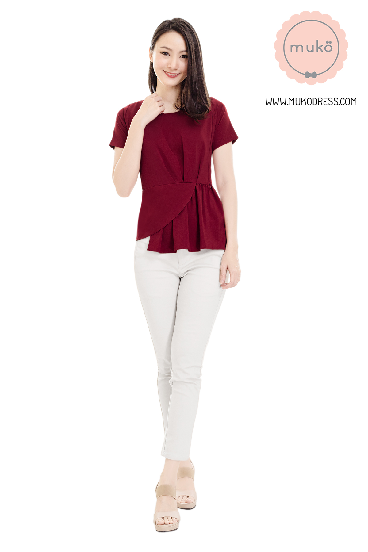 Muko Peony เสื้อเปิดให้นม คลุมท้อง BSL21-003 แดง