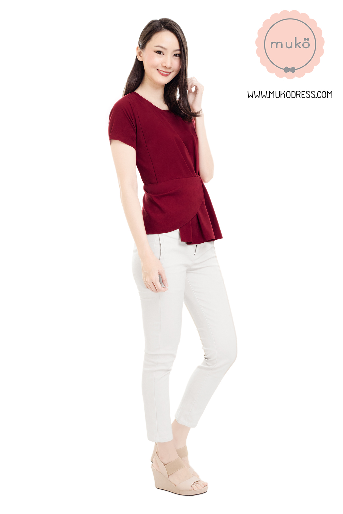 Muko Peony เสื้อเปิดให้นม คลุมท้อง BSL21-003 แดง
