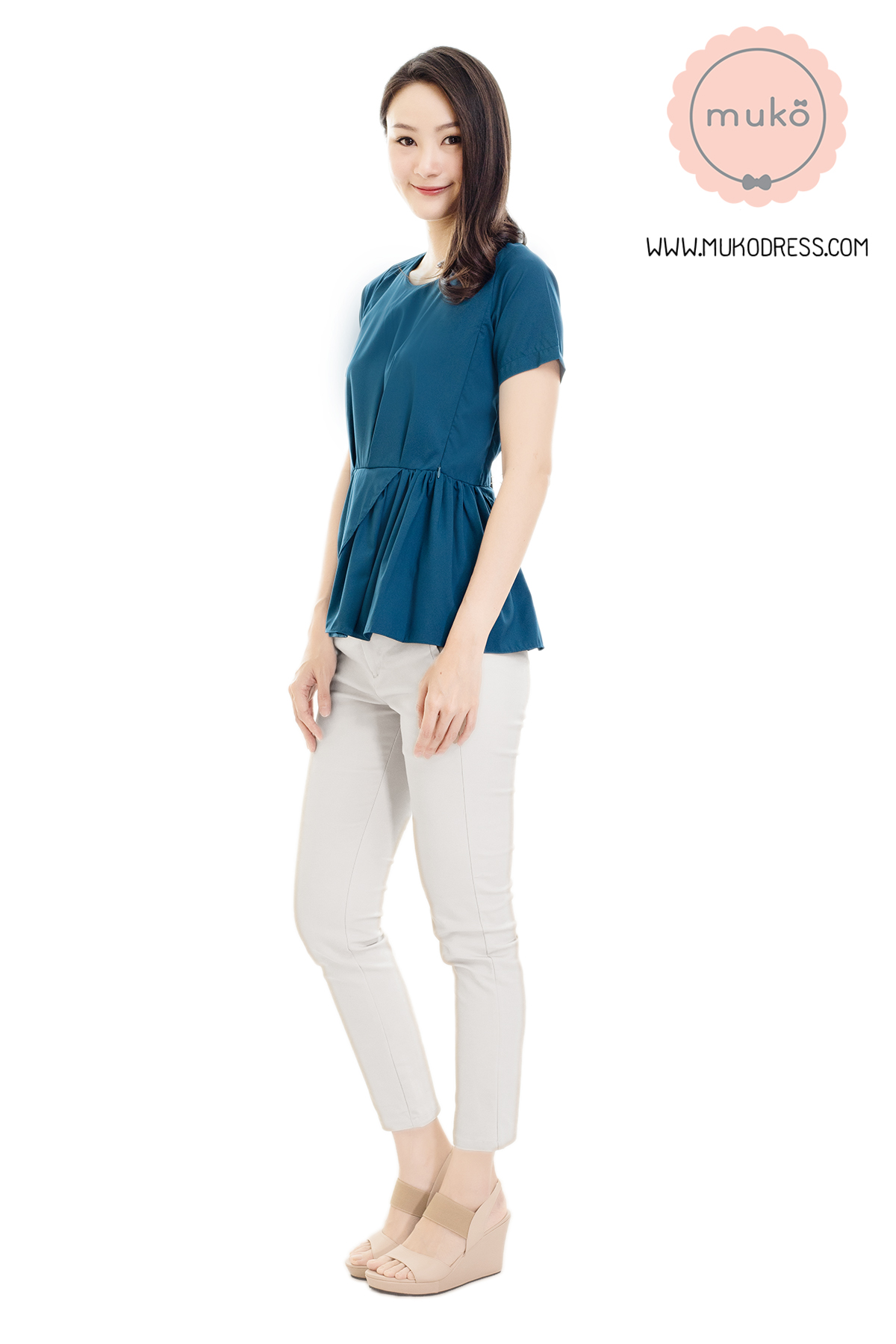 Muko Peony เสื้อเปิดให้นม คลุมท้อง BSL21-007 ฟ้าทะเล