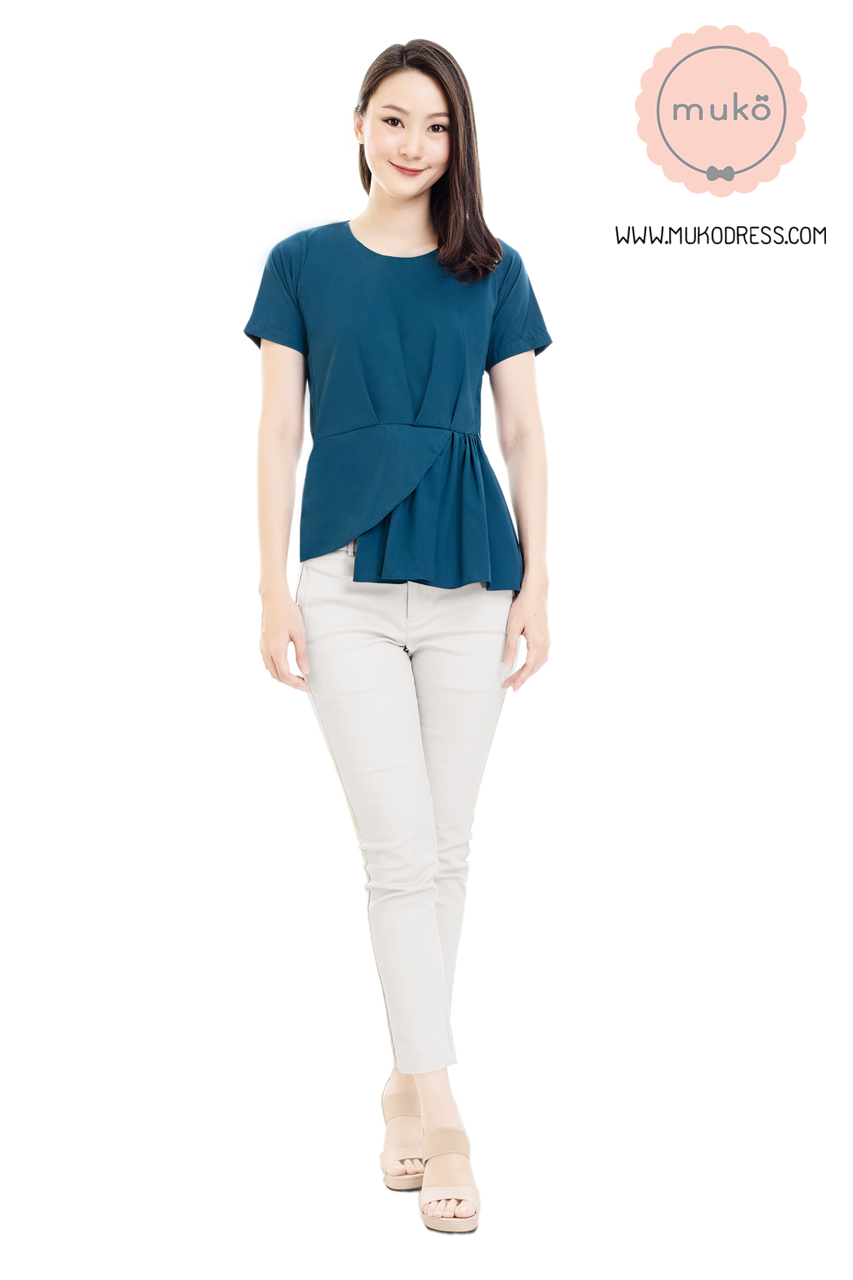 Muko Peony เสื้อเปิดให้นม คลุมท้อง BSL21-007 ฟ้าทะเล