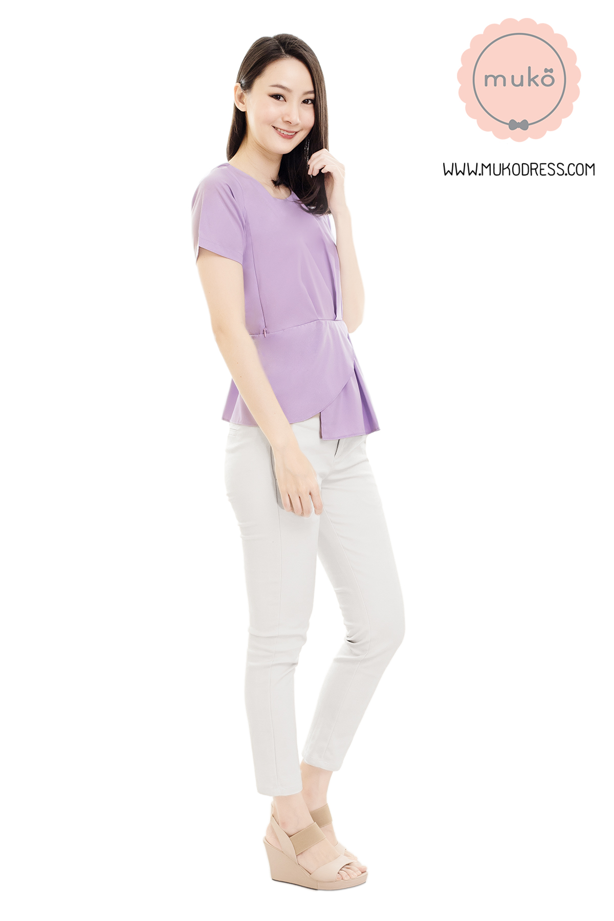 Muko Peony เสื้อเปิดให้นม คลุมท้อง BSL21-008 ม่วงนม