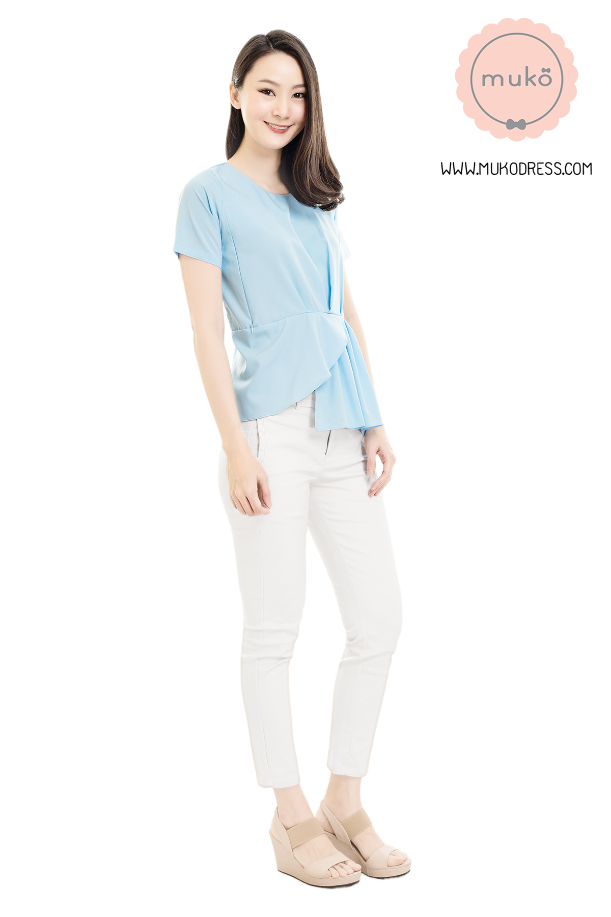 Muko Peony เสื้อเปิดให้นม คลุมท้อง BSL21-009 ฟ้านม