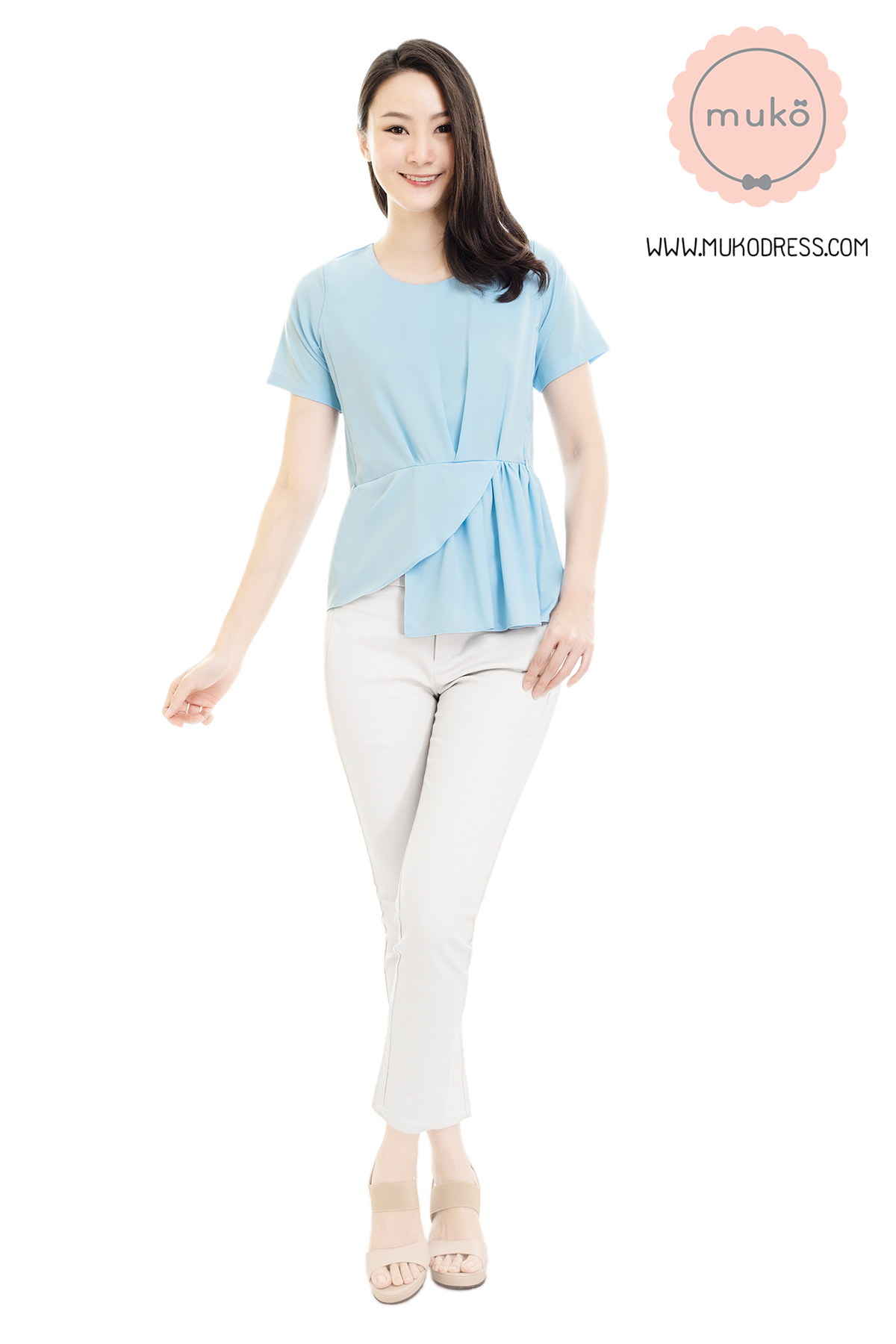 Muko Peony เสื้อเปิดให้นม คลุมท้อง BSL21-009 ฟ้านม