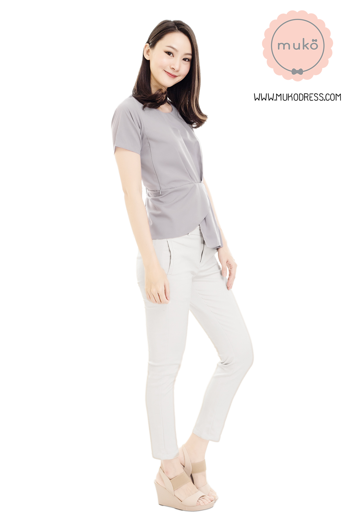 Muko Peony เสื้อเปิดให้นม คลุมท้อง BSL21-010 เทาอ่อน