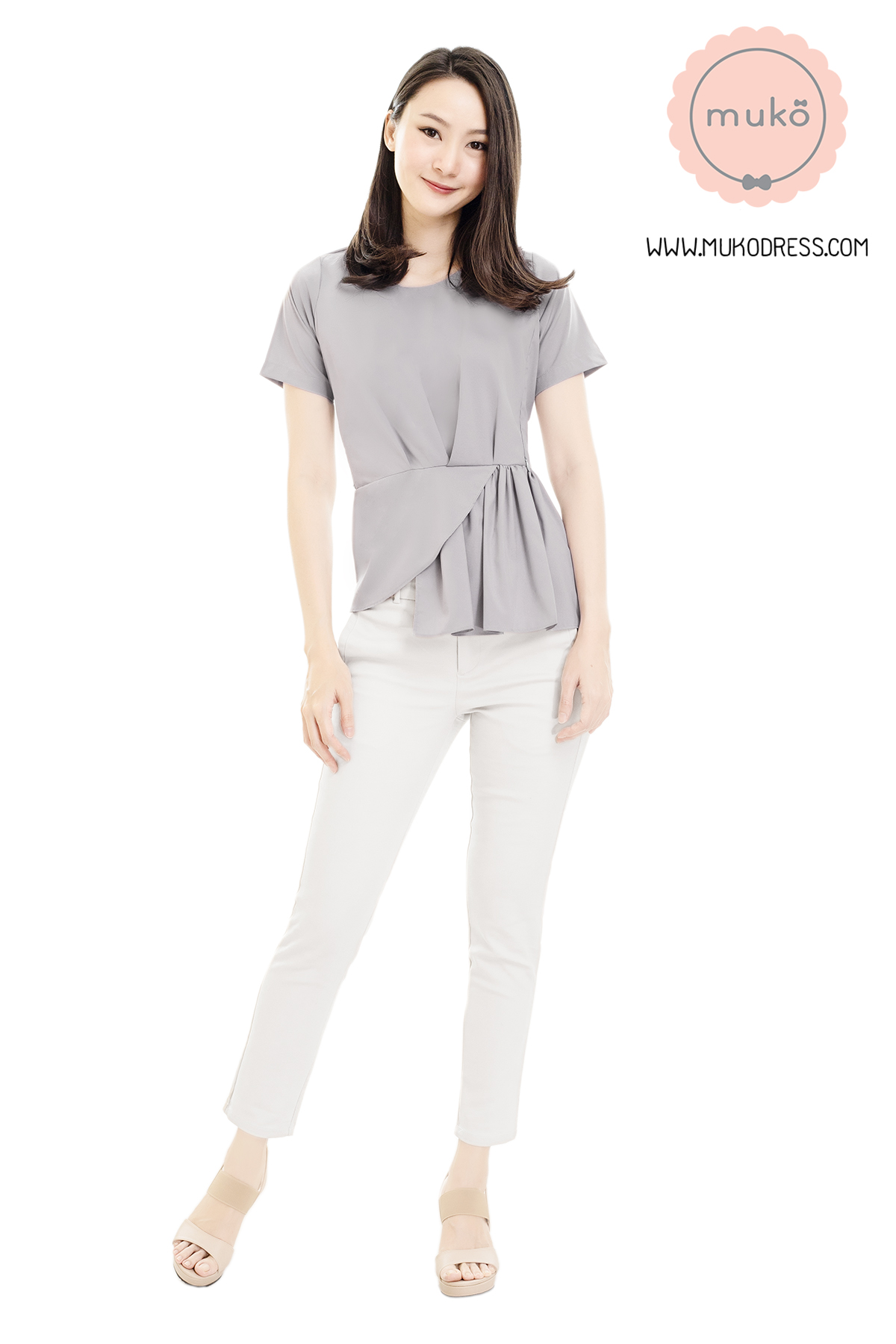 Muko Peony เสื้อเปิดให้นม คลุมท้อง BSL21-010 เทาอ่อน