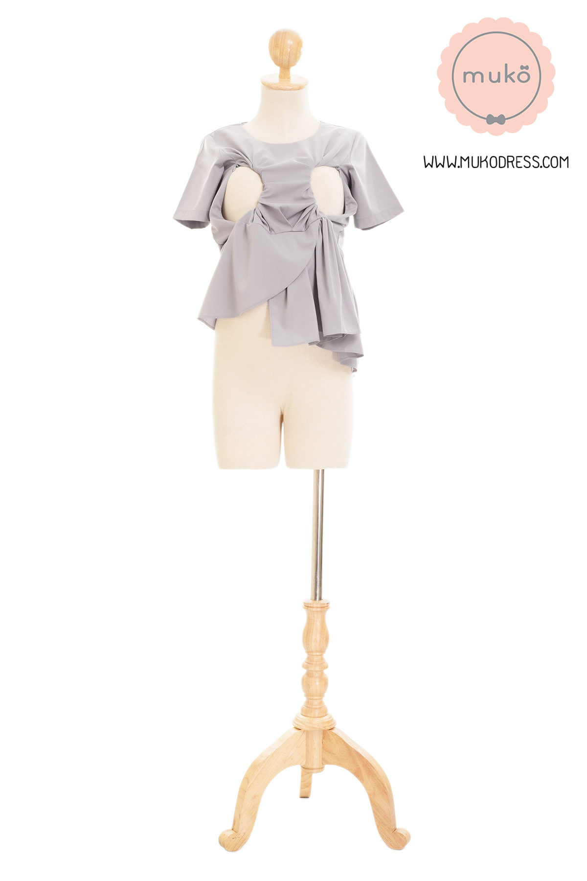 Muko Peony เสื้อเปิดให้นม คลุมท้อง BSL21-010 เทาอ่อน