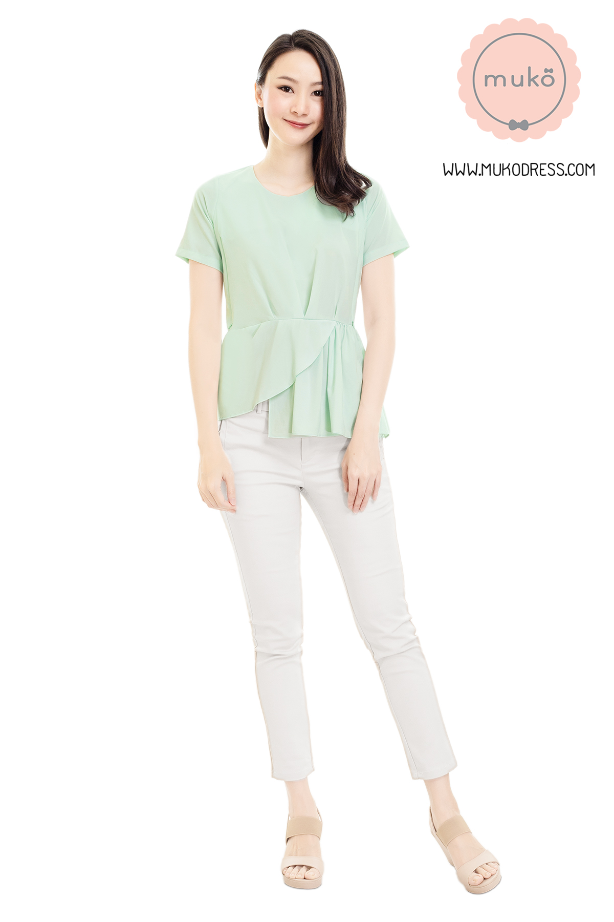 Muko Peony เสื้อเปิดให้นม คลุมท้อง BSL21-011 เขียวอ่อน