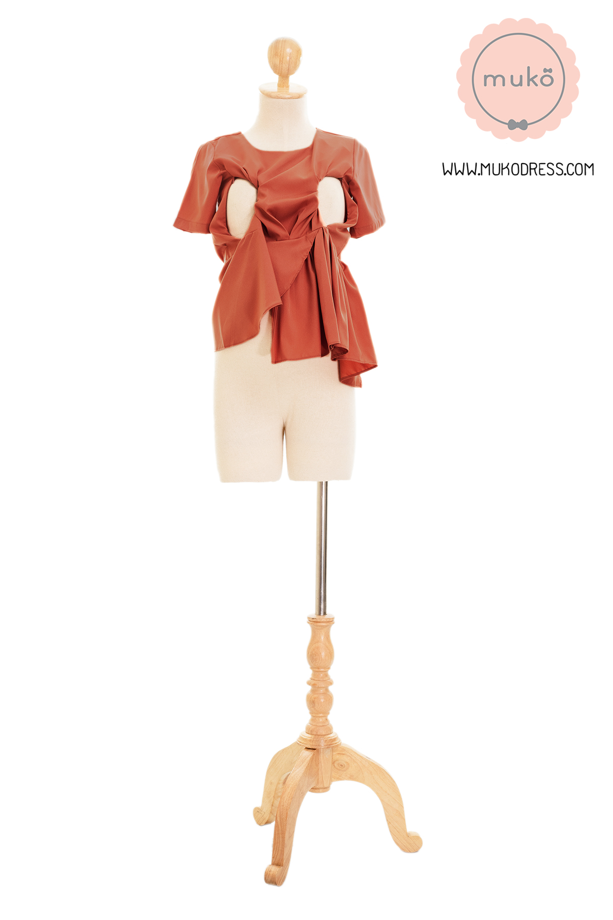 Muko Peony เสื้อเปิดให้นม คลุมท้อง BSL21-014 ส้มอิฐ