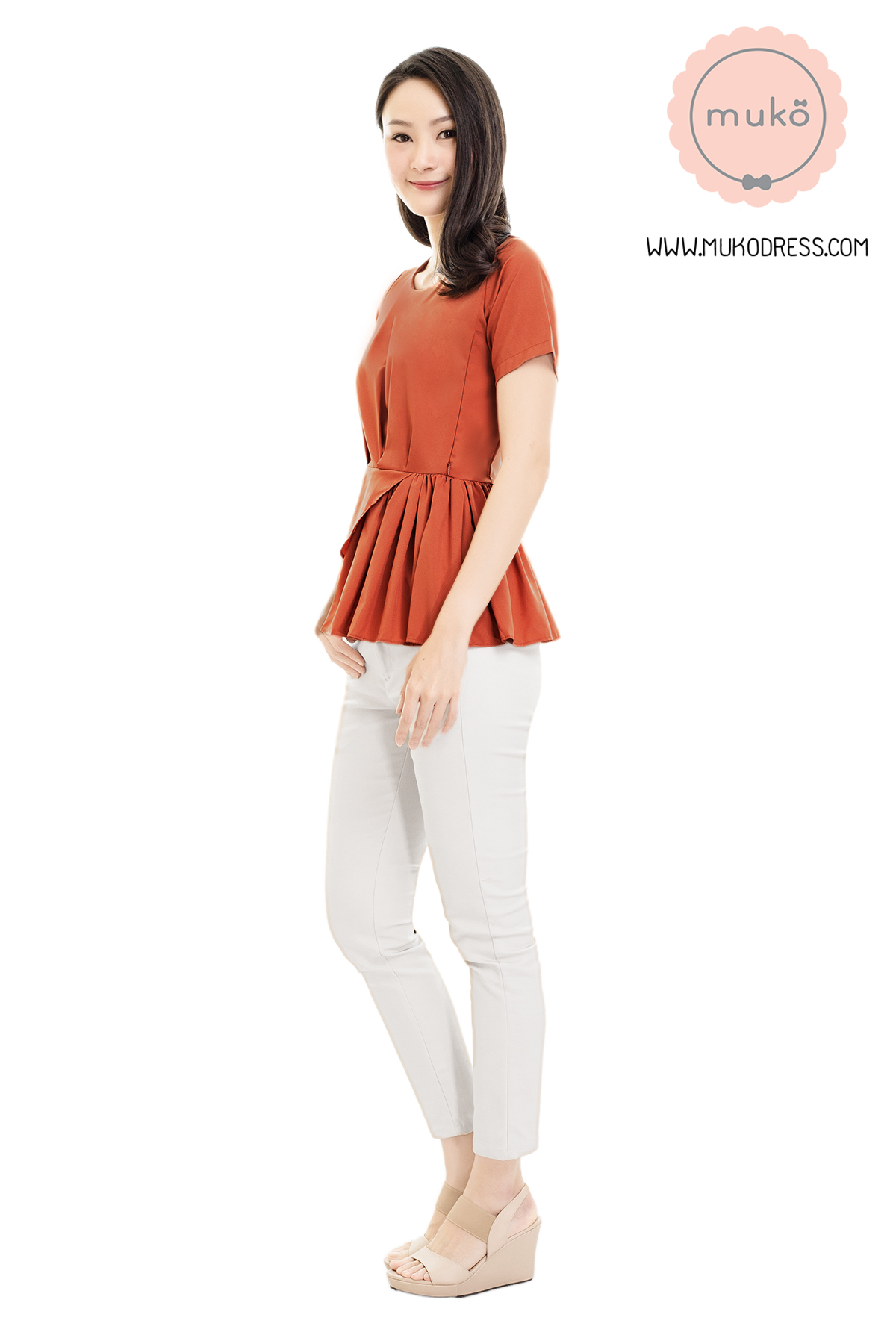 Muko Peony เสื้อเปิดให้นม คลุมท้อง BSL21-014 ส้มอิฐ