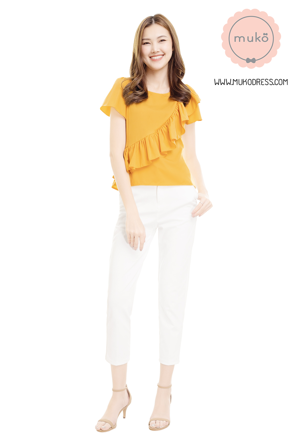 Muko Kaylie เสื้อเปิดให้นม BSL19-013 เหลืองมัสตาร์ด
