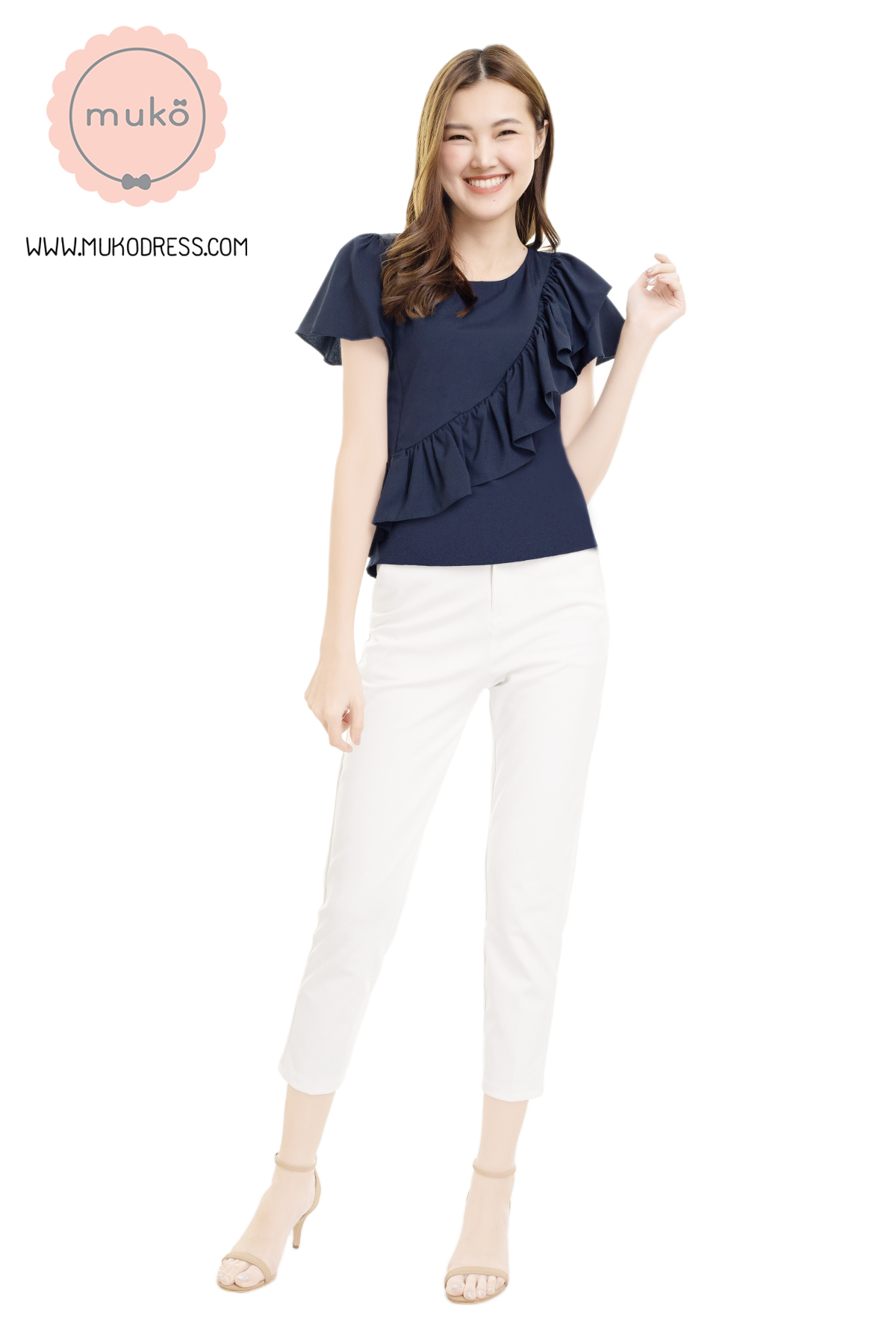Muko Kaylie เสื้อเปิดให้นม BSL19-014 กรมท่า