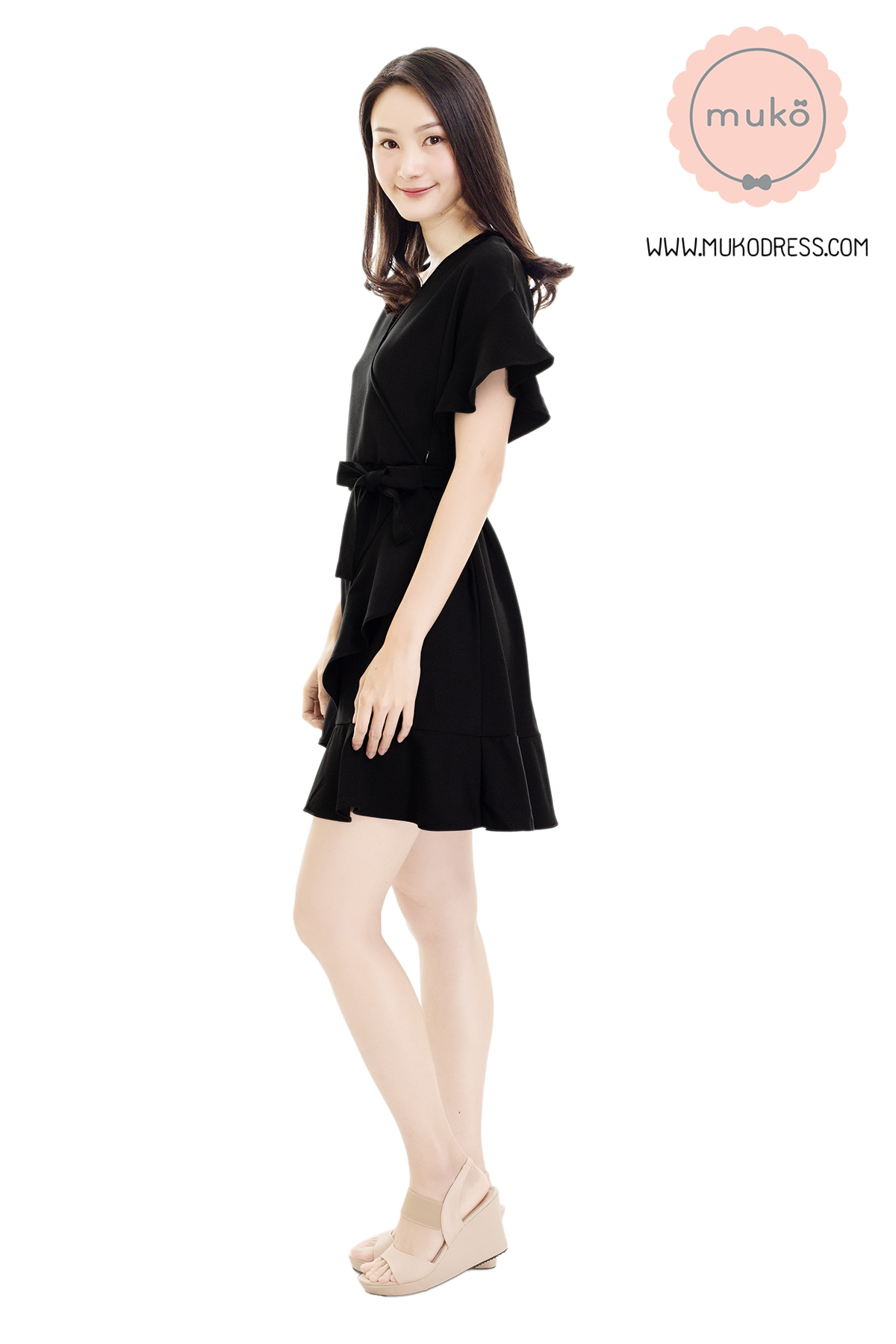 Muko Malyne เดรสเปิดให้นม คลุมท้อง DZ38-001 ดำ