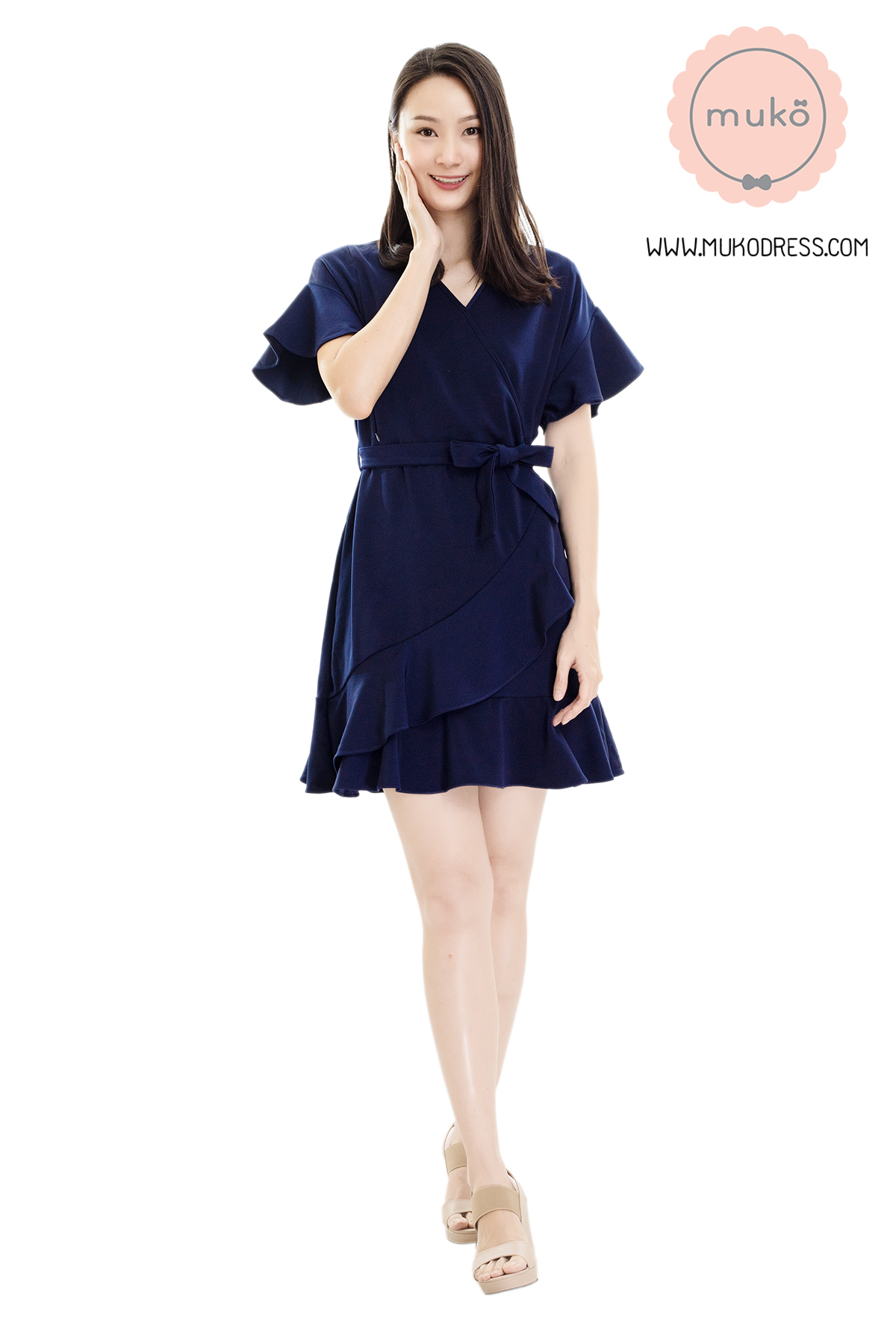 Muko Malyne เดรสเปิดให้นม คลุมท้อง DZ38-003 กรมท่า