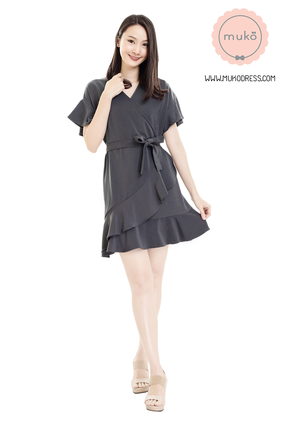 Muko Malyne เดรสเปิดให้นม คลุมท้อง DZ38-005 เทาเข้ม Muko Malyne เดรสเปิดให้นม คลุมท้อง DZ38-005 เทาเข้ม