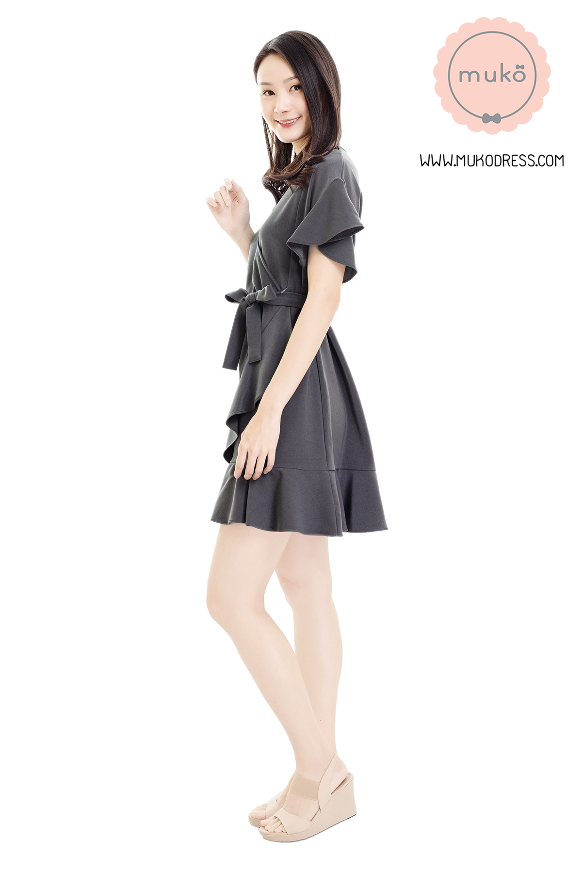 Muko Malyne เดรสเปิดให้นม คลุมท้อง DZ38-005 เทาเข้ม Muko Malyne เดรสเปิดให้นม คลุมท้อง DZ38-005 เทาเข้ม