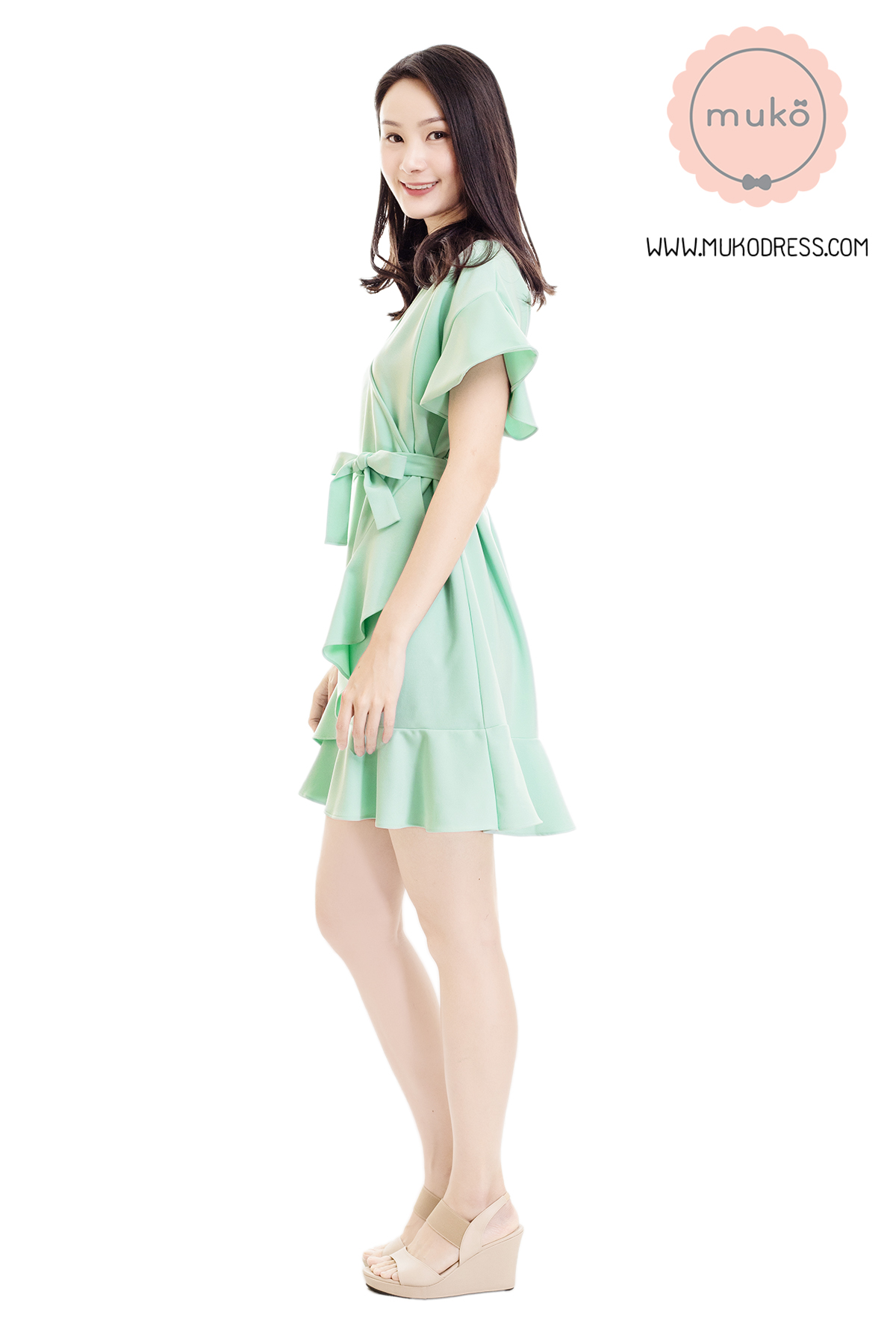 Muko Malyne เดรสเปิดให้นม คลุมท้อง DZ38-007 เขียวมินท์