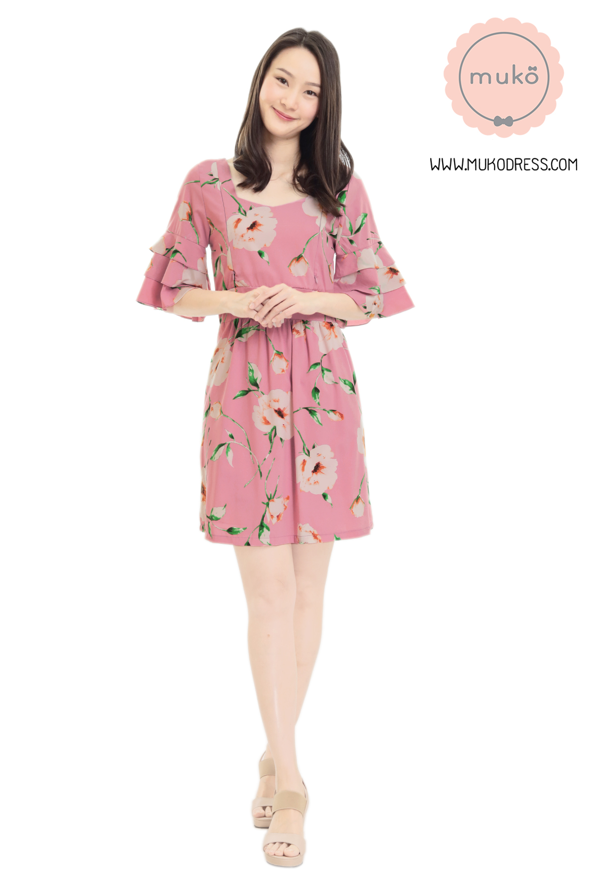 Muko Camelia เดรสเปิดให้นม คลุมท้อง DZ36-002 กะปิดอก