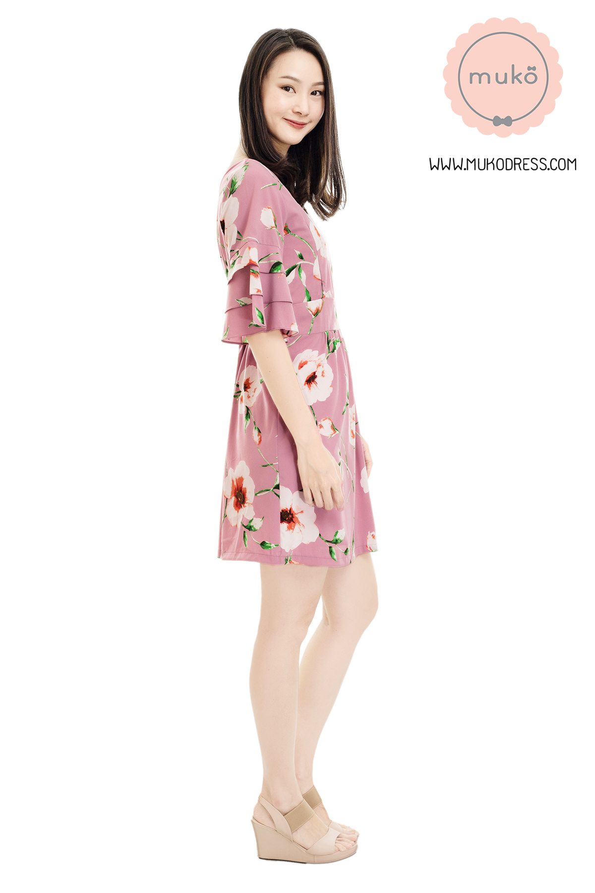 Muko Camelia เดรสเปิดให้นม คลุมท้อง DZ36-002 กะปิดอก