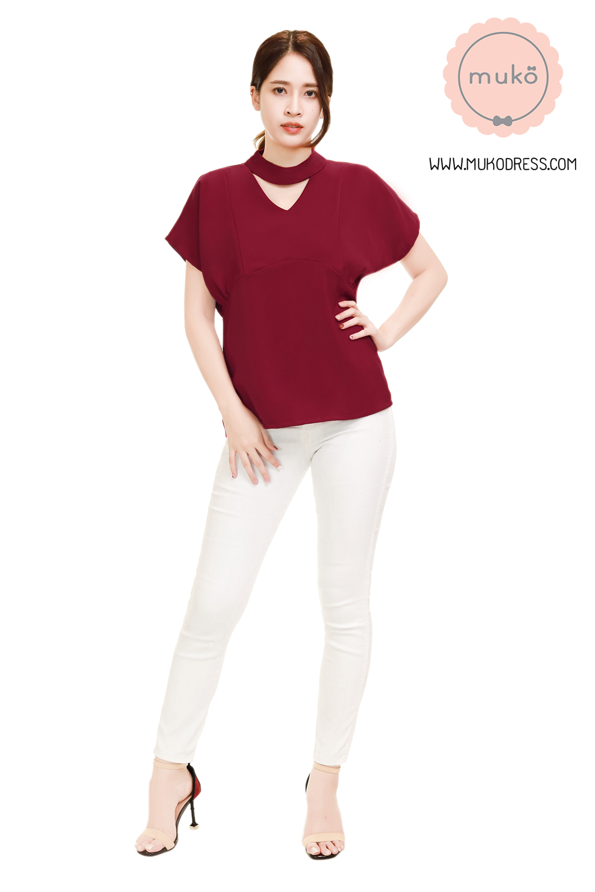 Muko Paris เสื้อคลุมท้อง เปิดให้นม BSL15-005 สีแดงหมู Muko Paris เสื้อคลุมท้อง เปิดให้นม BSL15-005 สีแดงหมู