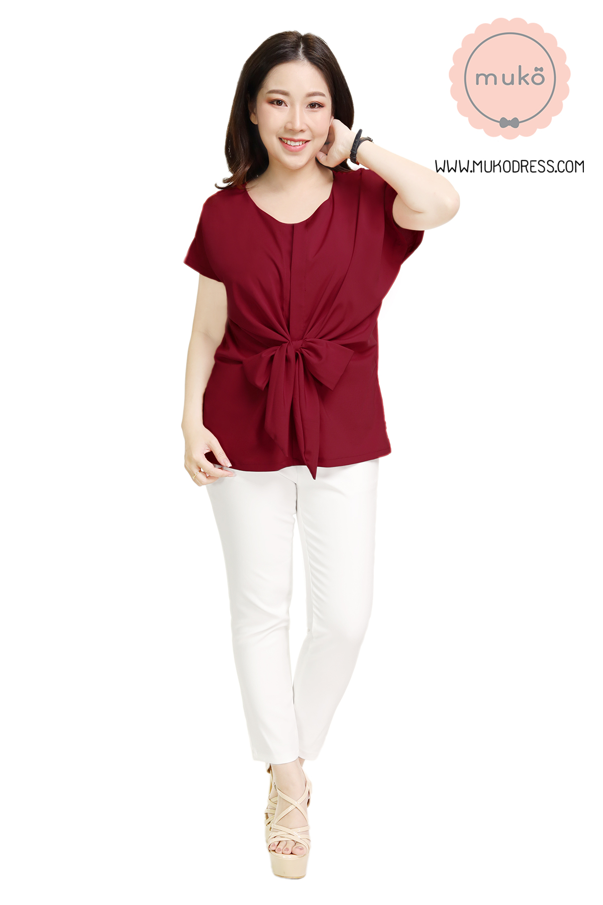 Muko Brandy เสื้อให้นม คลุมท้อง BSL06-023 แดงเลือดหมู