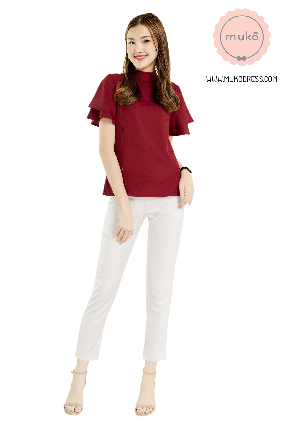 Muko Stella เสื้อเปิดให้นม BSL13-002 สีแดงเลือดหมู