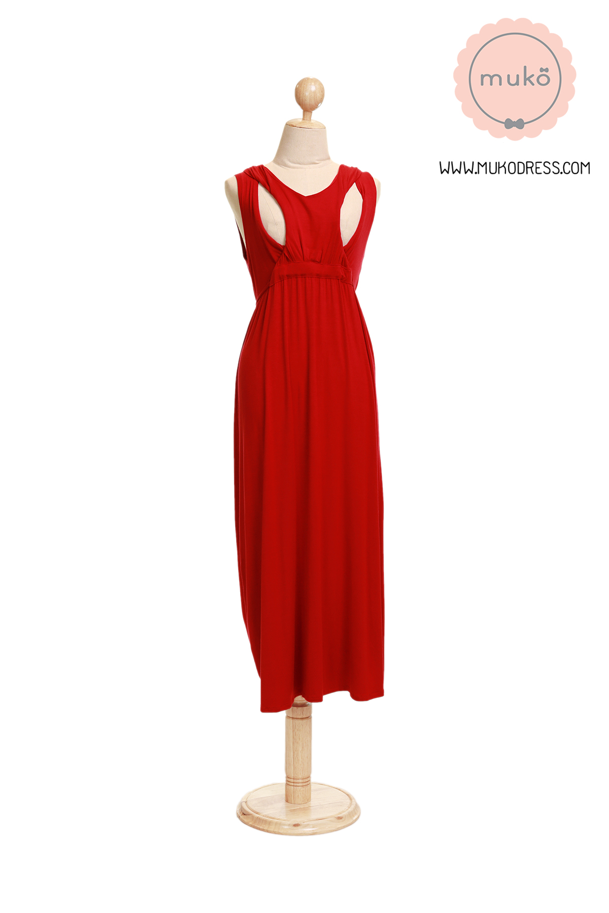 Muko Brownie  เดรสให้นม คลุมท้อง MR02-013 แดง