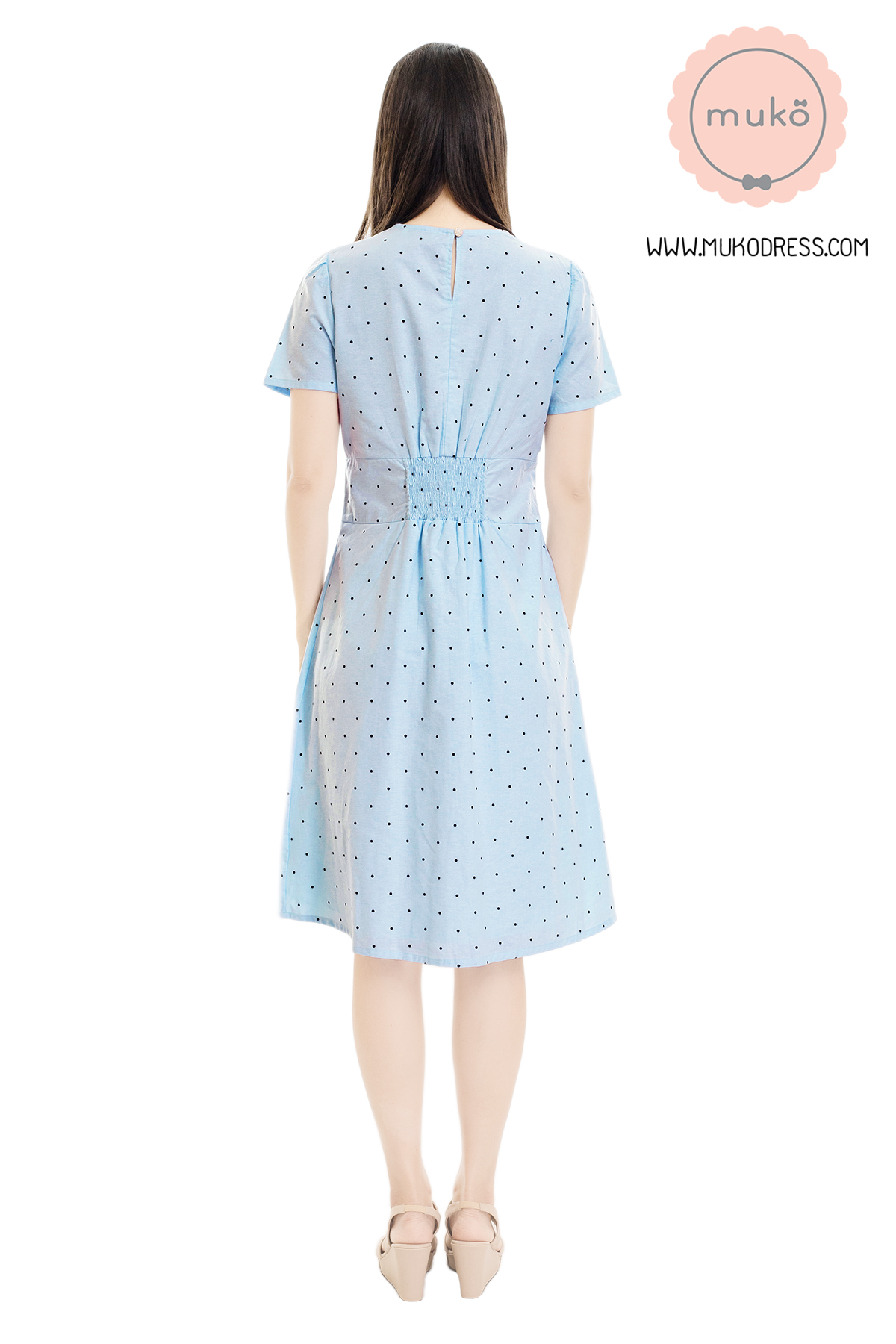 Muko Donna เดรสเปิดให้นม DZ37-001 ฟ้าจุด