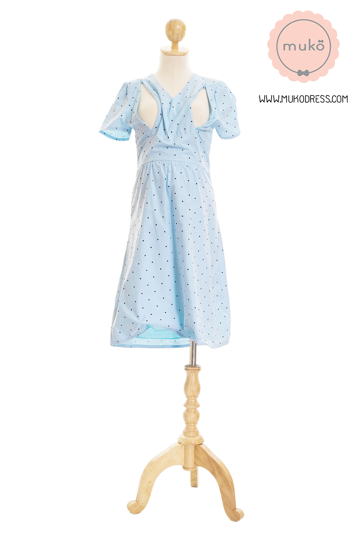 Muko Donna เดรสเปิดให้นม DZ37-001 ฟ้าจุด