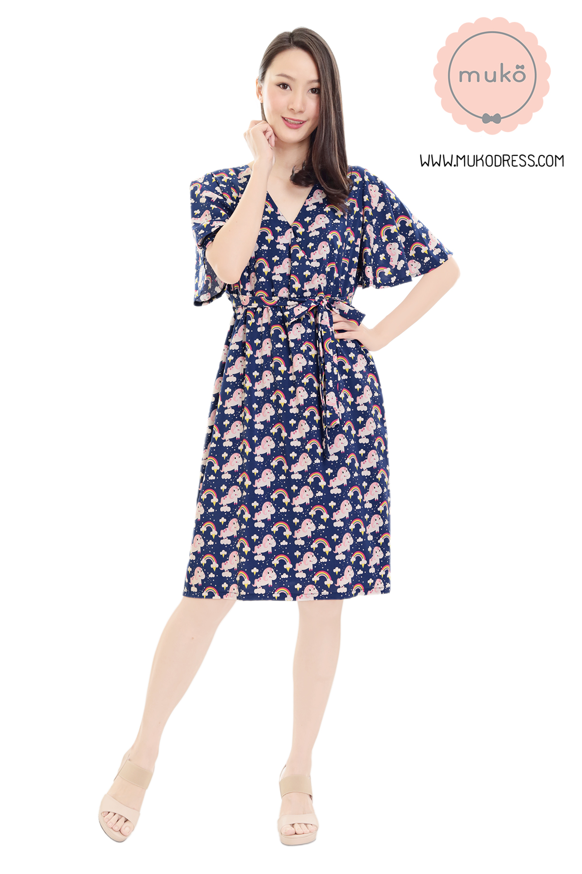 Muko Jaycee เดรสให้นม คลุมท้อง DZ24-022 กรมยูนิคอร์น