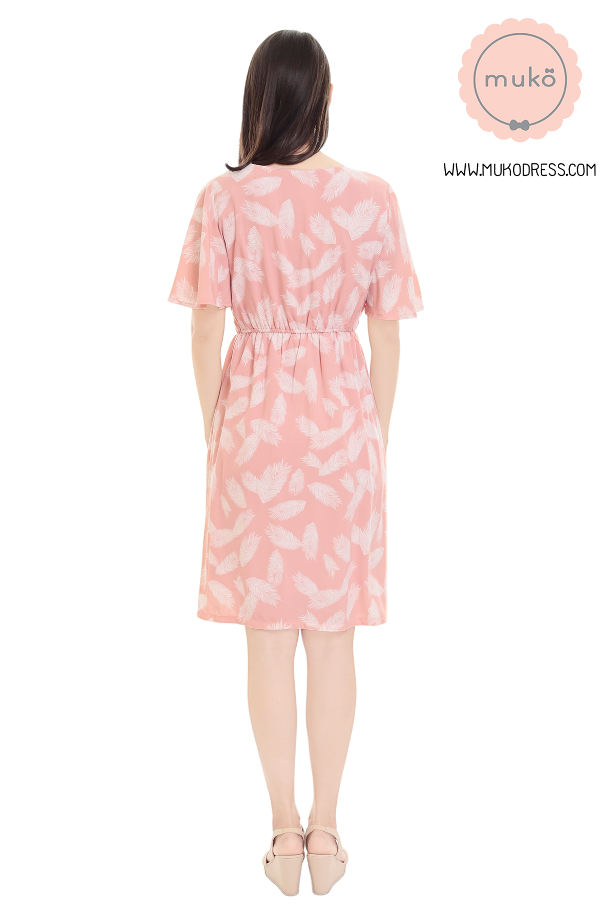 Muko Jaycee เดรสให้นม คลุมท้อง DZ24-027 ส้มขนนก